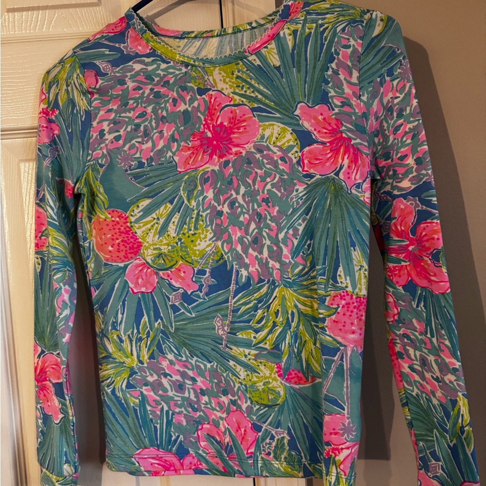 Lilly Pulitzer Pink and Green Floral Top